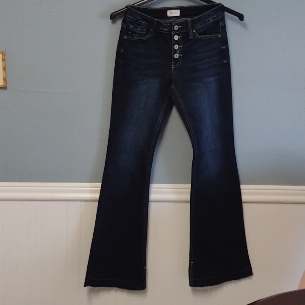 KanCan Blue Flare Wide Leg Jeans Size 5 Y2K - Picture 5 of 14